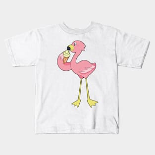 Flamingo with Waffle ice cream Kids T-Shirt